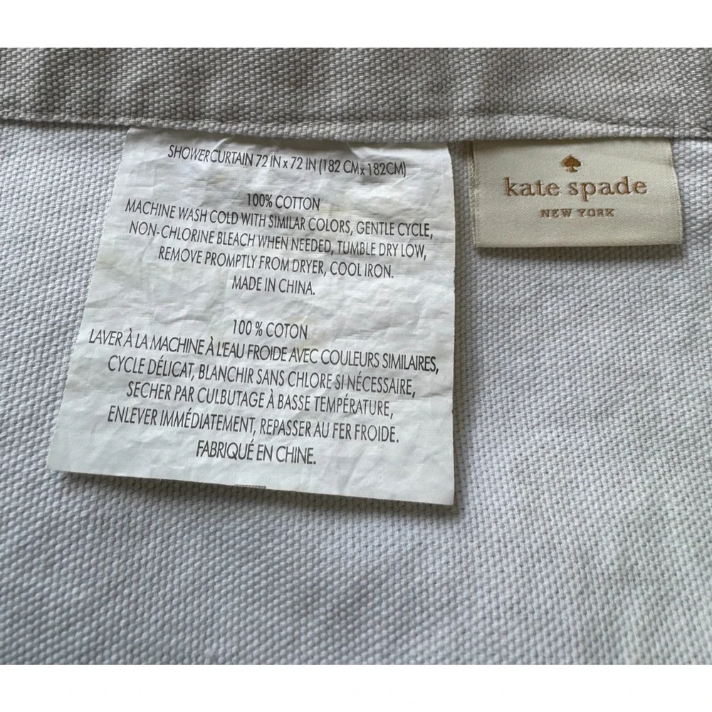 KATE SPADE Shower Curtain Gray with White Dots 72